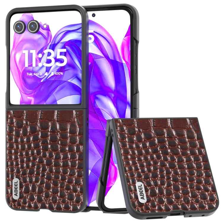 ABEEL Genuine Leather Crocodile Pattern Black Edge Phone Case