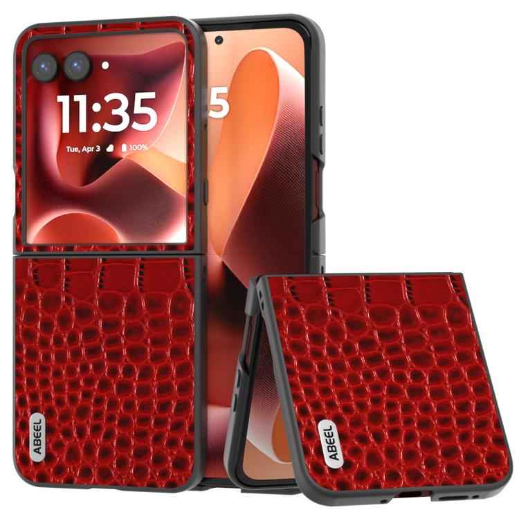 ABEEL Genuine Leather Crocodile Pattern Black Edge Phone Case
