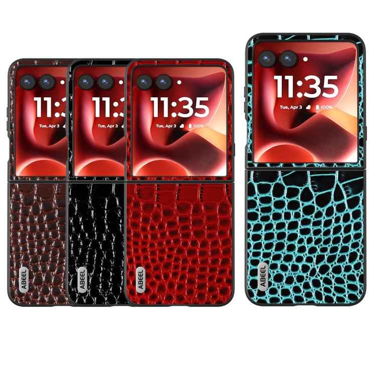 ABEEL Genuine Leather Crocodile Pattern Black Edge Phone Case