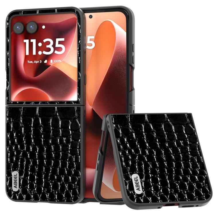 ABEEL Genuine Leather Crocodile Pattern Black Edge Phone Case