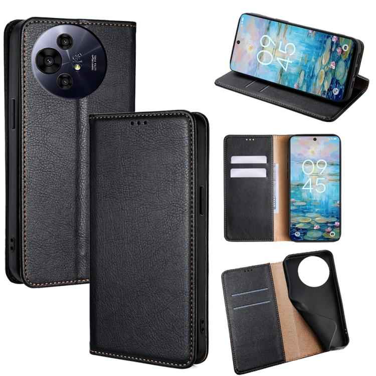 Gloss Oil Solid Color Magnetic Leather Phone Case