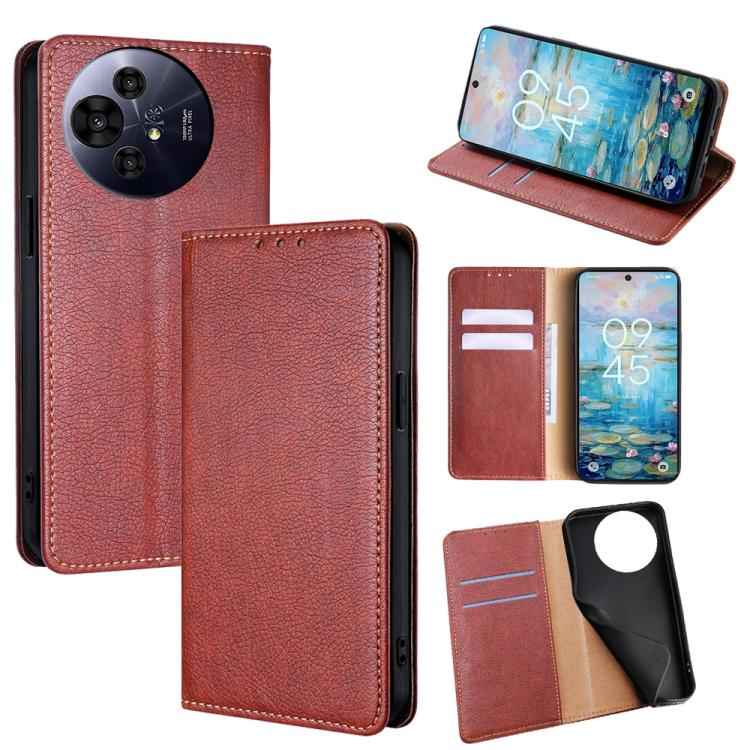 Gloss Oil Solid Color Magnetic Leather Phone Case