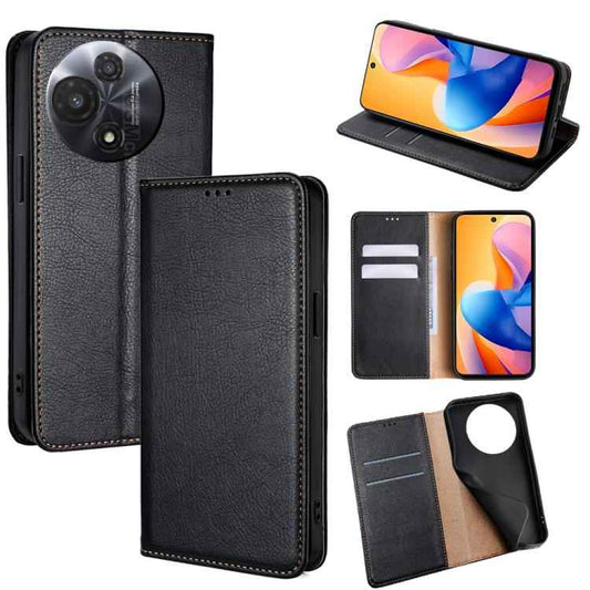 Gloss Oil Solid Color Magnetic Leather Phone Case