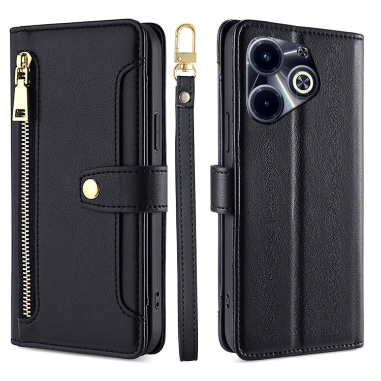 Sheep Texture Cross-body Zipper Wallet Leather Phone Case, For Infinix Note 40 Pro 4G, For Infinix Note 40 Pro 5G, For Infinix Note 40 4G, For Infinix Hot 40i, For Infinix GT 10 Pro 5G, For Infinix Smart 7 HD, For Infinix Note 30 VIP 5G                ...