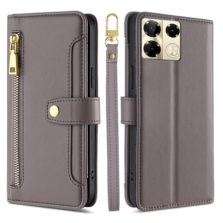 Sheep Texture Cross-body Zipper Wallet Leather Phone Case, For Infinix Note 40 Pro 4G, For Infinix Note 40 Pro 5G, For Infinix Note 40 4G, For Infinix Hot 40i, For Infinix GT 10 Pro 5G, For Infinix Smart 7 HD, For Infinix Note 30 VIP 5G                ...