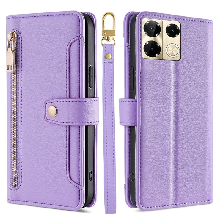 Sheep Texture Cross-body Zipper Wallet Leather Phone Case, For Infinix Note 40 Pro 4G, For Infinix Note 40 Pro 5G, For Infinix Note 40 4G, For Infinix Hot 40i, For Infinix GT 10 Pro 5G, For Infinix Smart 7 HD, For Infinix Note 30 VIP 5G                ...