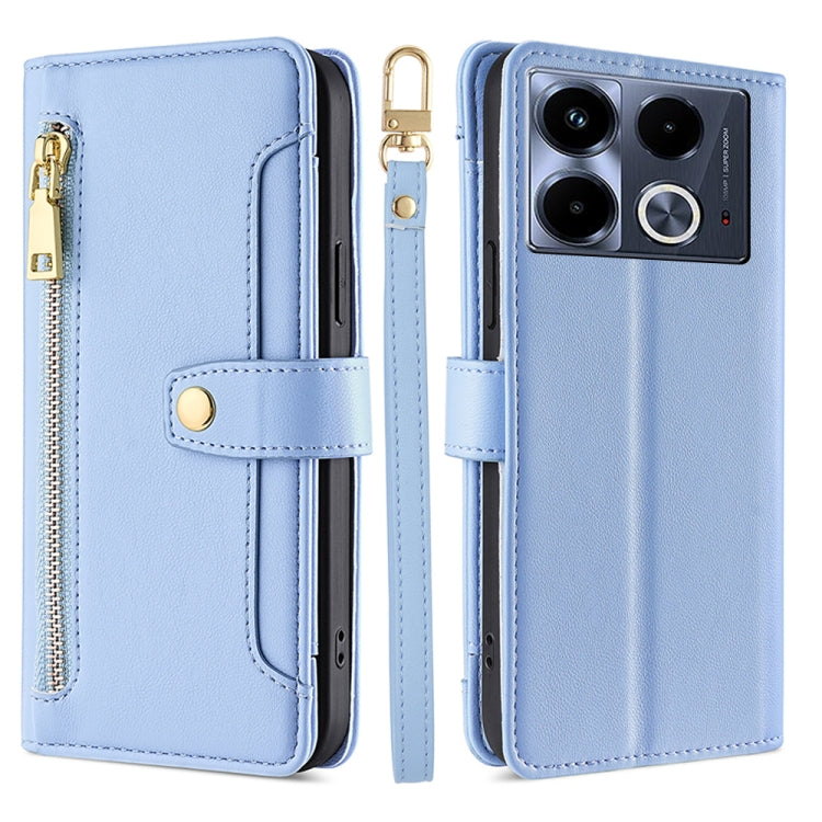 Sheep Texture Cross-body Zipper Wallet Leather Phone Case, For Infinix Note 40 Pro 4G, For Infinix Note 40 Pro 5G, For Infinix Note 40 4G, For Infinix Hot 40i, For Infinix GT 10 Pro 5G, For Infinix Smart 7 HD, For Infinix Note 30 VIP 5G                ...