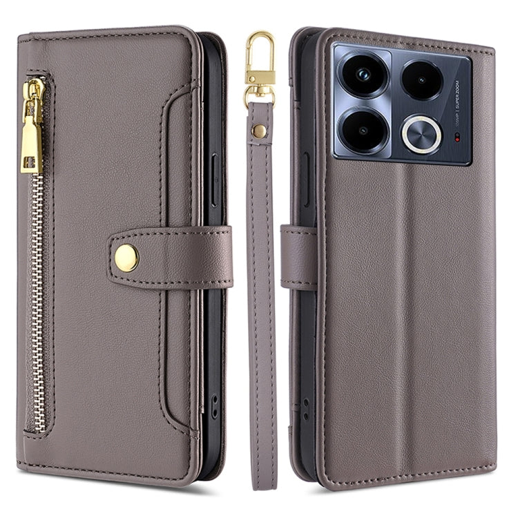 Sheep Texture Cross-body Zipper Wallet Leather Phone Case, For Infinix Note 40 Pro 4G, For Infinix Note 40 Pro 5G, For Infinix Note 40 4G, For Infinix Hot 40i, For Infinix GT 10 Pro 5G, For Infinix Smart 7 HD, For Infinix Note 30 VIP 5G                ...
