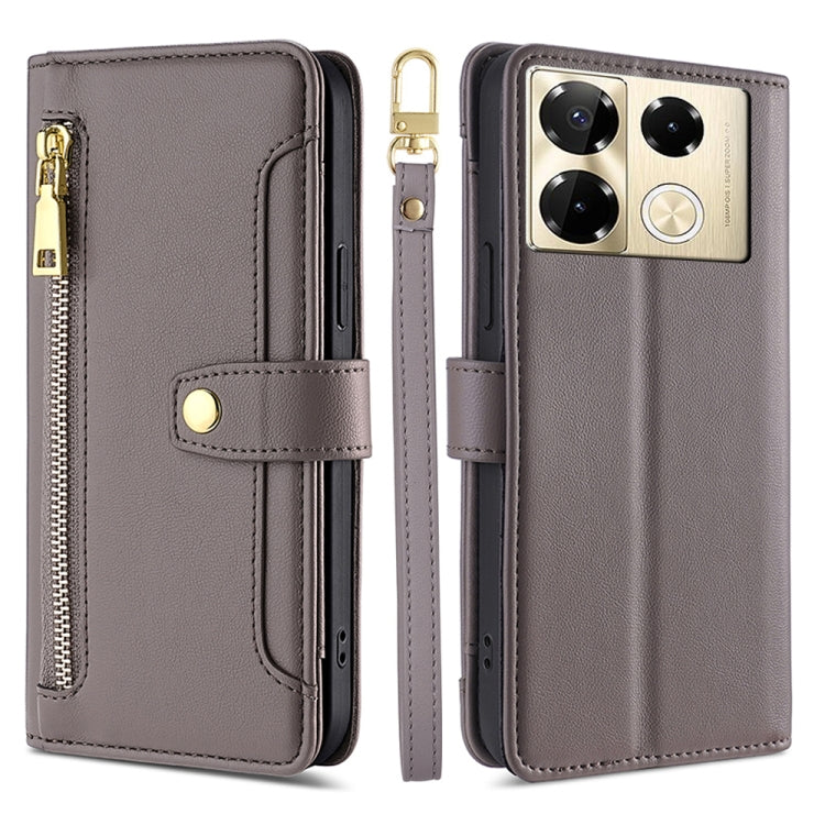 Sheep Texture Cross-body Zipper Wallet Leather Phone Case, For Infinix Note 40 Pro 4G, For Infinix Note 40 Pro 5G, For Infinix Note 40 4G, For Infinix Hot 40i, For Infinix GT 10 Pro 5G, For Infinix Smart 7 HD, For Infinix Note 30 VIP 5G                ...