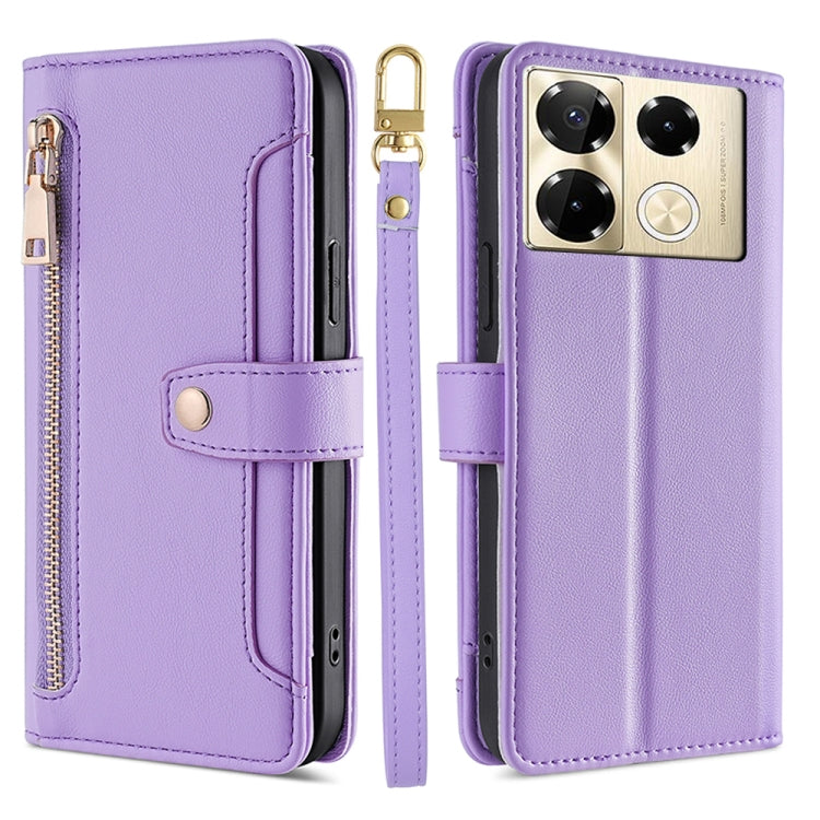 Sheep Texture Cross-body Zipper Wallet Leather Phone Case, For Infinix Note 40 Pro 4G, For Infinix Note 40 Pro 5G, For Infinix Note 40 4G, For Infinix Hot 40i, For Infinix GT 10 Pro 5G, For Infinix Smart 7 HD, For Infinix Note 30 VIP 5G                ...