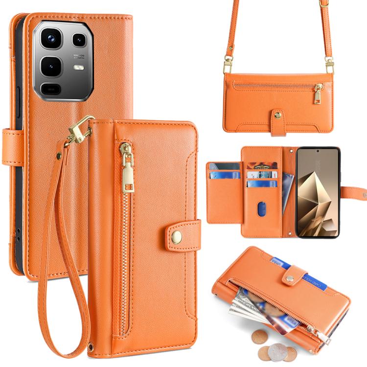 Sheep Texture Cross-body Zipper Wallet Leather Phone Case, For Infinix Hot 60 5G, For Infinix Hot 60 Pro+ 4G, For Infinix Hot 60 Pro 4G, For Infinix Smart 10 4G, For Infinix Note 50s 5G, For Infinix Note 50x 5G, For Infinix Note 50 Pro+ 5G             ...