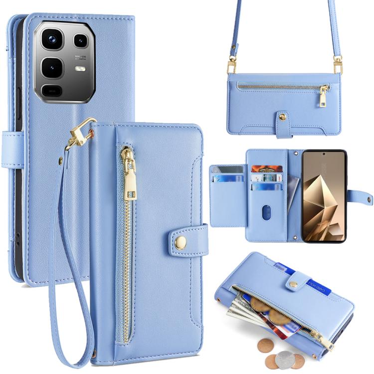 Sheep Texture Cross-body Zipper Wallet Leather Phone Case, For Infinix Hot 60 5G, For Infinix Hot 60 Pro+ 4G, For Infinix Hot 60 Pro 4G, For Infinix Smart 10 4G, For Infinix Note 50s 5G, For Infinix Note 50x 5G, For Infinix Note 50 Pro+ 5G             ...