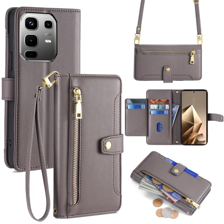 Sheep Texture Cross-body Zipper Wallet Leather Phone Case, For Infinix Note 50x 5G, For Infinix Note 50 Pro+ 5G, For Infinix Note 50 4G, For Infinix Hot 50i 4G, For Infinix Hot 50 4G, For Infinix Hot 50 5G, For Infinix Zero 40 4G, For Infinix Note 40 5G