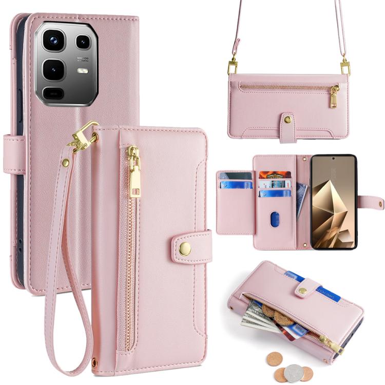 Sheep Texture Cross-body Zipper Wallet Leather Phone Case, For Infinix Hot 60 5G, For Infinix Hot 60 Pro+ 4G, For Infinix Hot 60 Pro 4G, For Infinix Smart 10 4G, For Infinix Note 50s 5G, For Infinix Note 50x 5G, For Infinix Note 50 Pro+ 5G             ...
