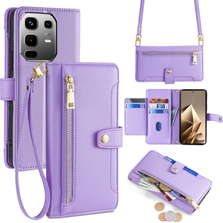 Sheep Texture Cross-body Zipper Wallet Leather Phone Case, For Infinix Hot 60 5G, For Infinix Hot 60 Pro+ 4G, For Infinix Hot 60 Pro 4G, For Infinix Smart 10 4G, For Infinix Note 50s 5G, For Infinix Note 50x 5G, For Infinix Note 50 Pro+ 5G             ...