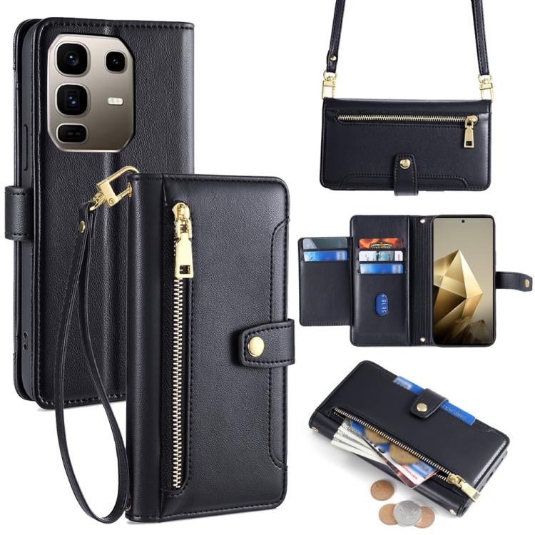 Sheep Texture Cross-body Zipper Wallet Leather Phone Case, For Infinix Hot 60 5G, For Infinix Hot 60 Pro+ 4G, For Infinix Hot 60 Pro 4G, For Infinix Smart 10 4G, For Infinix Note 50s 5G, For Infinix Note 50x 5G, For Infinix Note 50 Pro+ 5G             ...