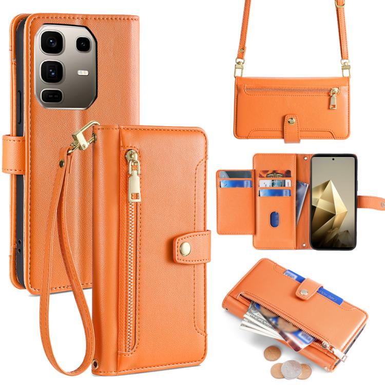 Sheep Texture Cross-body Zipper Wallet Leather Phone Case, For Infinix Hot 60 5G, For Infinix Hot 60 Pro+ 4G, For Infinix Hot 60 Pro 4G, For Infinix Smart 10 4G, For Infinix Note 50s 5G, For Infinix Note 50x 5G, For Infinix Note 50 Pro+ 5G             ...