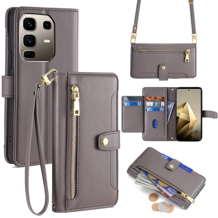Sheep Texture Cross-body Zipper Wallet Leather Phone Case, For Infinix Hot 60 5G, For Infinix Hot 60 Pro+ 4G, For Infinix Hot 60 Pro 4G, For Infinix Smart 10 4G, For Infinix Note 50s 5G, For Infinix Note 50x 5G, For Infinix Note 50 Pro+ 5G             ...