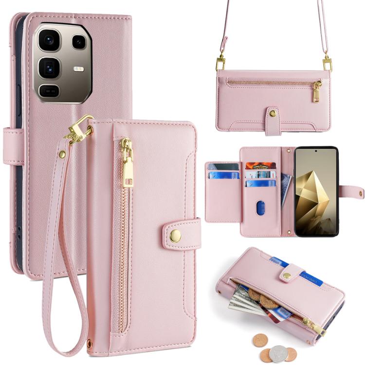 Sheep Texture Cross-body Zipper Wallet Leather Phone Case, For Infinix Hot 60 5G, For Infinix Hot 60 Pro+ 4G, For Infinix Hot 60 Pro 4G, For Infinix Smart 10 4G, For Infinix Note 50s 5G, For Infinix Note 50x 5G, For Infinix Note 50 Pro+ 5G             ...