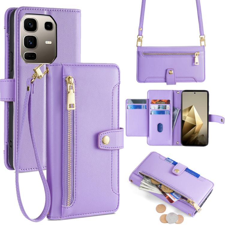 Sheep Texture Cross-body Zipper Wallet Leather Phone Case, For Infinix Hot 60 5G, For Infinix Hot 60 Pro+ 4G, For Infinix Hot 60 Pro 4G, For Infinix Smart 10 4G, For Infinix Note 50s 5G, For Infinix Note 50x 5G, For Infinix Note 50 Pro+ 5G             ...