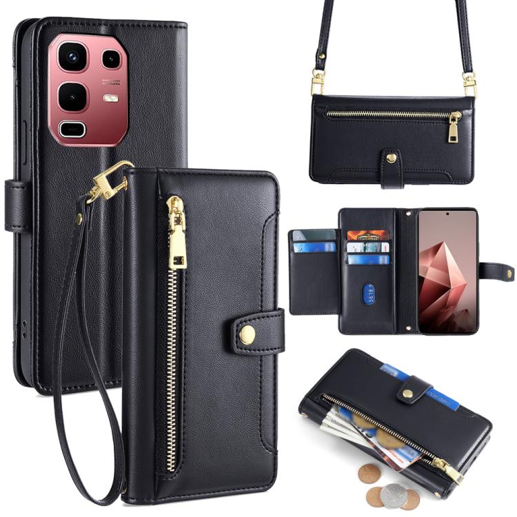 Sheep Texture Cross-body Zipper Wallet Leather Phone Case, For Infinix Hot 60 5G, For Infinix Hot 60 Pro+ 4G, For Infinix Hot 60 Pro 4G, For Infinix Smart 10 4G, For Infinix Note 50s 5G, For Infinix Note 50x 5G, For Infinix Note 50 Pro+ 5G             ...