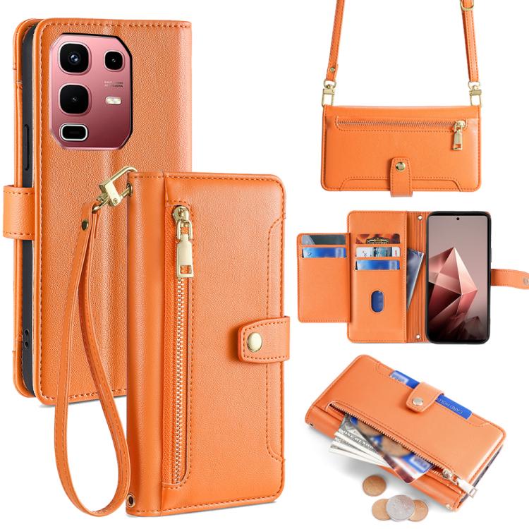 Sheep Texture Cross-body Zipper Wallet Leather Phone Case, For Infinix Hot 60 5G, For Infinix Hot 60 Pro+ 4G, For Infinix Hot 60 Pro 4G, For Infinix Smart 10 4G, For Infinix Note 50s 5G, For Infinix Note 50x 5G, For Infinix Note 50 Pro+ 5G             ...