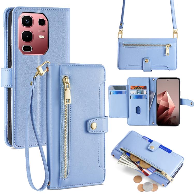 Sheep Texture Cross-body Zipper Wallet Leather Phone Case, For Infinix Hot 60 5G, For Infinix Hot 60 Pro+ 4G, For Infinix Hot 60 Pro 4G, For Infinix Smart 10 4G, For Infinix Note 50s 5G, For Infinix Note 50x 5G, For Infinix Note 50 Pro+ 5G             ...
