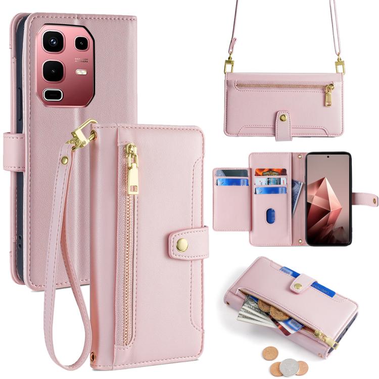 Sheep Texture Cross-body Zipper Wallet Leather Phone Case, For Infinix Hot 60 5G, For Infinix Hot 60 Pro+ 4G, For Infinix Hot 60 Pro 4G, For Infinix Smart 10 4G, For Infinix Note 50s 5G, For Infinix Note 50x 5G, For Infinix Note 50 Pro+ 5G             ...