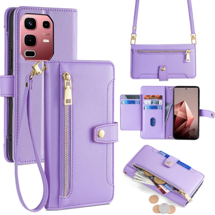 Sheep Texture Cross-body Zipper Wallet Leather Phone Case, For Infinix Hot 60 5G, For Infinix Hot 60 Pro+ 4G, For Infinix Hot 60 Pro 4G, For Infinix Smart 10 4G, For Infinix Note 50s 5G, For Infinix Note 50x 5G, For Infinix Note 50 Pro+ 5G             ...
