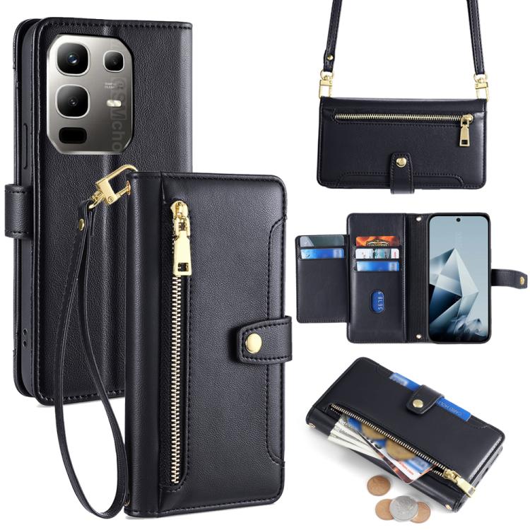 Sheep Texture Cross-body Zipper Wallet Leather Phone Case, For Infinix Hot 60 5G, For Infinix Hot 60 Pro+ 4G, For Infinix Hot 60 Pro 4G, For Infinix Smart 10 4G, For Infinix Note 50s 5G, For Infinix Note 50x 5G, For Infinix Note 50 Pro+ 5G             ...