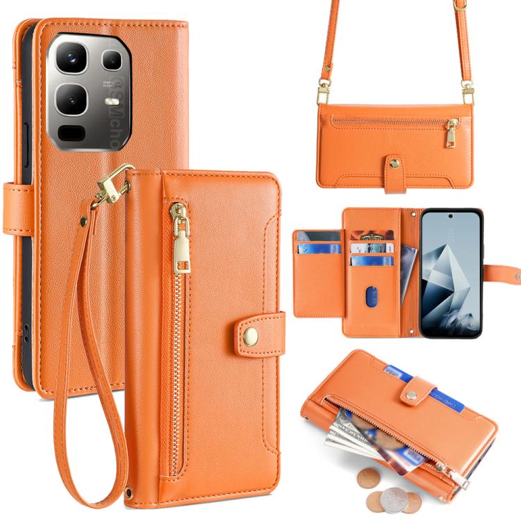 Sheep Texture Cross-body Zipper Wallet Leather Phone Case, For Infinix Hot 60 5G, For Infinix Hot 60 Pro+ 4G, For Infinix Hot 60 Pro 4G, For Infinix Smart 10 4G, For Infinix Note 50s 5G, For Infinix Note 50x 5G, For Infinix Note 50 Pro+ 5G             ...