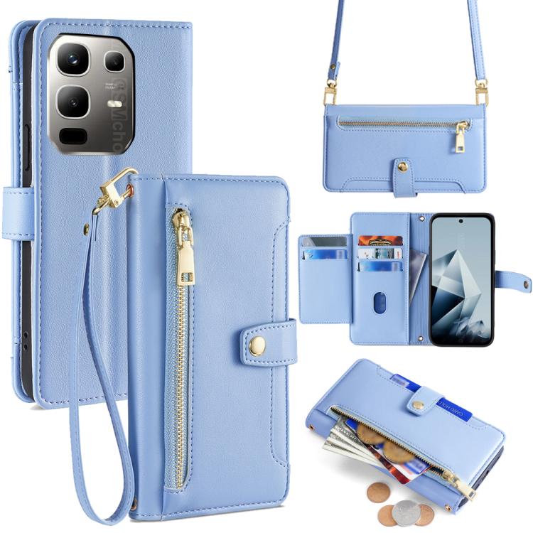 Sheep Texture Cross-body Zipper Wallet Leather Phone Case, For Infinix Hot 60 5G, For Infinix Hot 60 Pro+ 4G, For Infinix Hot 60 Pro 4G, For Infinix Smart 10 4G, For Infinix Note 50s 5G, For Infinix Note 50x 5G, For Infinix Note 50 Pro+ 5G             ...