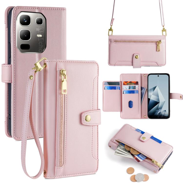 Sheep Texture Cross-body Zipper Wallet Leather Phone Case, For Infinix Hot 60 5G, For Infinix Hot 60 Pro+ 4G, For Infinix Hot 60 Pro 4G, For Infinix Smart 10 4G, For Infinix Note 50s 5G, For Infinix Note 50x 5G, For Infinix Note 50 Pro+ 5G             ...
