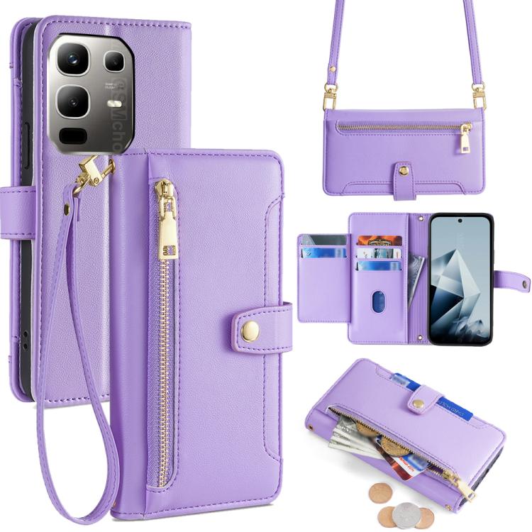 Sheep Texture Cross-body Zipper Wallet Leather Phone Case, For Infinix Hot 60 5G, For Infinix Hot 60 Pro+ 4G, For Infinix Hot 60 Pro 4G, For Infinix Smart 10 4G, For Infinix Note 50s 5G, For Infinix Note 50x 5G, For Infinix Note 50 Pro+ 5G             ...