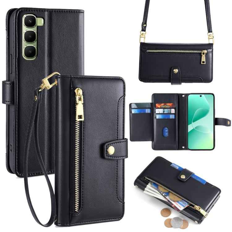 Sheep Texture Cross-body Zipper Wallet Leather Phone Case, For Infinix Hot 60 5G, For Infinix Hot 60 Pro+ 4G, For Infinix Hot 60 Pro 4G, For Infinix Smart 10 4G, For Infinix Note 50s 5G, For Infinix Note 50x 5G, For Infinix Note 50 Pro+ 5G             ...