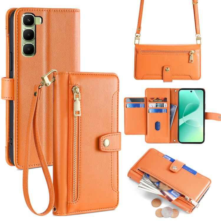 Sheep Texture Cross-body Zipper Wallet Leather Phone Case, For Infinix Hot 60 5G, For Infinix Hot 60 Pro+ 4G, For Infinix Hot 60 Pro 4G, For Infinix Smart 10 4G, For Infinix Note 50s 5G, For Infinix Note 50x 5G, For Infinix Note 50 Pro+ 5G             ...