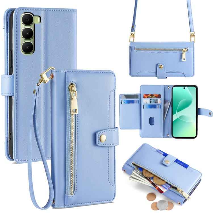 Sheep Texture Cross-body Zipper Wallet Leather Phone Case, For Infinix Hot 60 5G, For Infinix Hot 60 Pro+ 4G, For Infinix Hot 60 Pro 4G, For Infinix Smart 10 4G, For Infinix Note 50s 5G, For Infinix Note 50x 5G, For Infinix Note 50 Pro+ 5G             ...