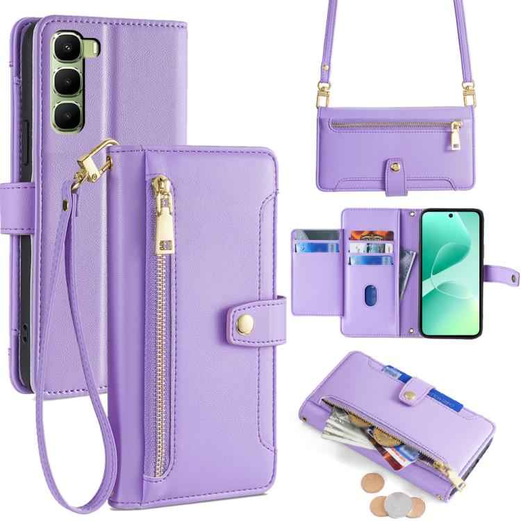 Sheep Texture Cross-body Zipper Wallet Leather Phone Case, For Infinix Hot 60 5G, For Infinix Hot 60 Pro+ 4G, For Infinix Hot 60 Pro 4G, For Infinix Smart 10 4G, For Infinix Note 50s 5G, For Infinix Note 50x 5G, For Infinix Note 50 Pro+ 5G             ...