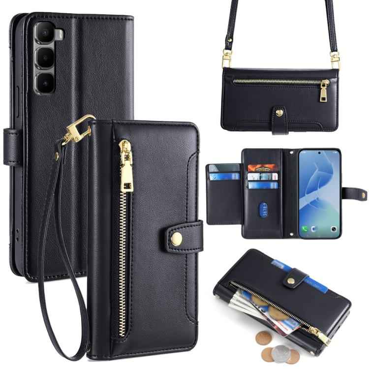 Sheep Texture Cross-body Zipper Wallet Leather Phone Case, For Infinix Hot 60 5G, For Infinix Hot 60 Pro+ 4G, For Infinix Hot 60 Pro 4G, For Infinix Smart 10 4G, For Infinix Note 50s 5G, For Infinix Note 50x 5G, For Infinix Note 50 Pro+ 5G             ...