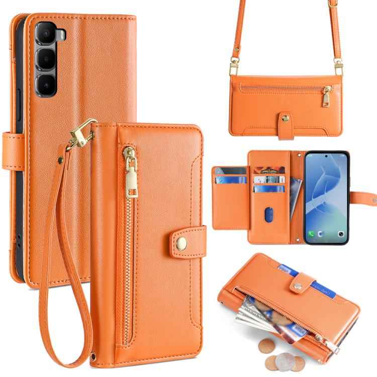 Sheep Texture Cross-body Zipper Wallet Leather Phone Case, For Infinix Hot 60 5G, For Infinix Hot 60 Pro+ 4G, For Infinix Hot 60 Pro 4G, For Infinix Smart 10 4G, For Infinix Note 50s 5G, For Infinix Note 50x 5G, For Infinix Note 50 Pro+ 5G             ...