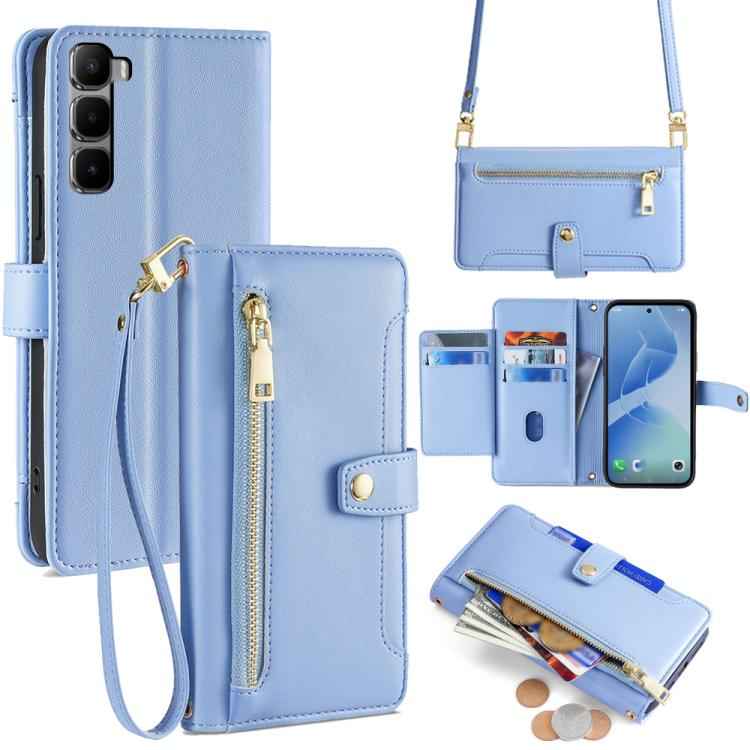 Sheep Texture Cross-body Zipper Wallet Leather Phone Case, For Infinix Hot 60 5G, For Infinix Hot 60 Pro+ 4G, For Infinix Hot 60 Pro 4G, For Infinix Smart 10 4G, For Infinix Note 50s 5G, For Infinix Note 50x 5G, For Infinix Note 50 Pro+ 5G             ...