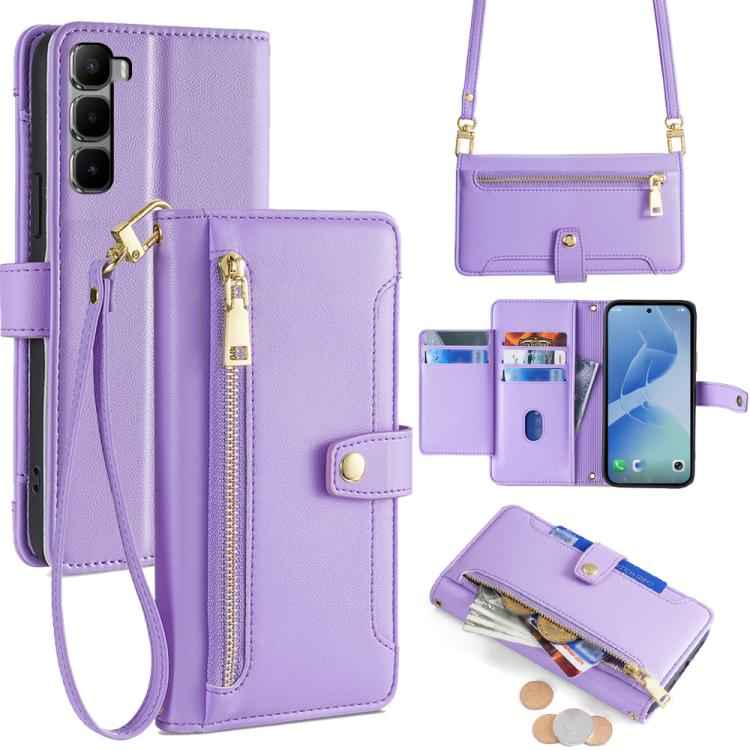 Sheep Texture Cross-body Zipper Wallet Leather Phone Case, For Infinix Hot 60 5G, For Infinix Hot 60 Pro+ 4G, For Infinix Hot 60 Pro 4G, For Infinix Smart 10 4G, For Infinix Note 50s 5G, For Infinix Note 50x 5G, For Infinix Note 50 Pro+ 5G             ...