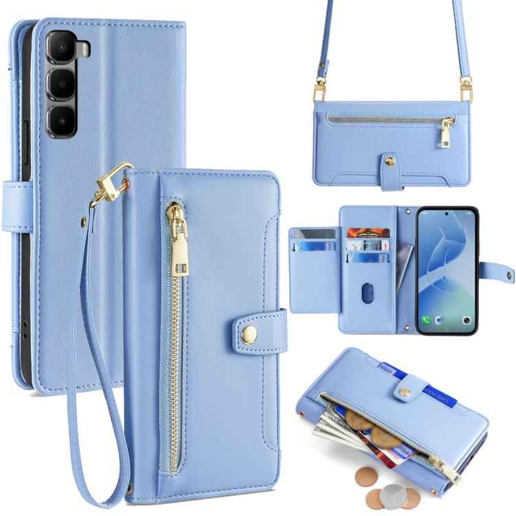 Sheep Texture Cross-body Zipper Wallet Leather Phone Case, For Infinix Hot 60 5G, For Infinix Hot 60 Pro+ 4G, For Infinix Hot 60 Pro 4G, For Infinix Smart 10 4G, For Infinix Note 50s 5G, For Infinix Note 50x 5G, For Infinix Note 50 Pro+ 5G             ...