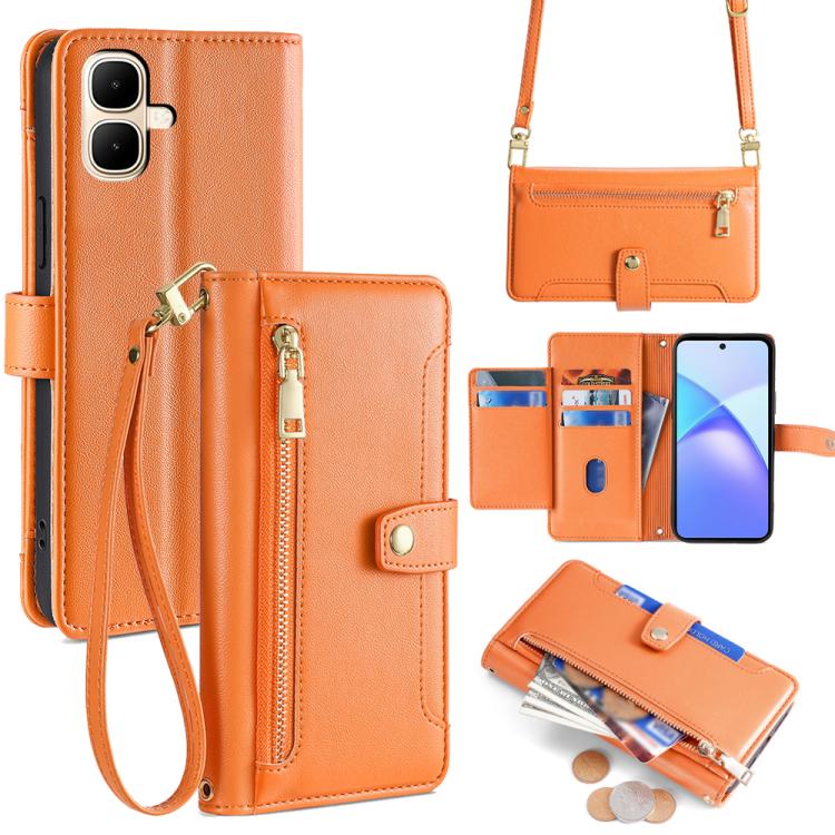Sheep Texture Cross-body Zipper Wallet Leather Phone Case, For Infinix Hot 60 5G, For Infinix Hot 60 Pro+ 4G, For Infinix Hot 60 Pro 4G, For Infinix Smart 10 4G, For Infinix Note 50s 5G, For Infinix Note 50x 5G, For Infinix Note 50 Pro+ 5G             ...