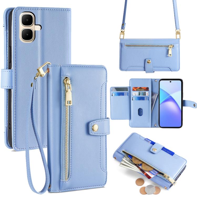 Sheep Texture Cross-body Zipper Wallet Leather Phone Case, For Infinix Hot 60 5G, For Infinix Hot 60 Pro+ 4G, For Infinix Hot 60 Pro 4G, For Infinix Smart 10 4G, For Infinix Note 50s 5G, For Infinix Note 50x 5G, For Infinix Note 50 Pro+ 5G             ...