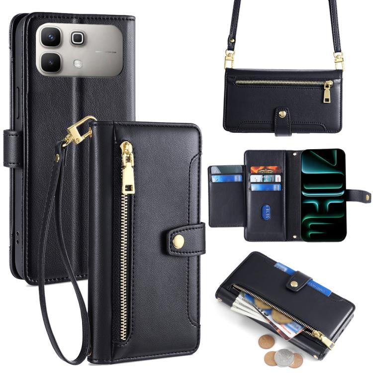 Sheep Texture Cross-body Zipper Wallet Leather Phone Case, For Infinix Note Edge 5G, For Infinix Smart 20 4G, For Infinix Note 60 5G, For Infinix Hot 60 5G, For Infinix Hot 60 Pro+ 4G, For Infinix Hot 60 Pro 4G, For Infinix Smart 10 4G                 ...