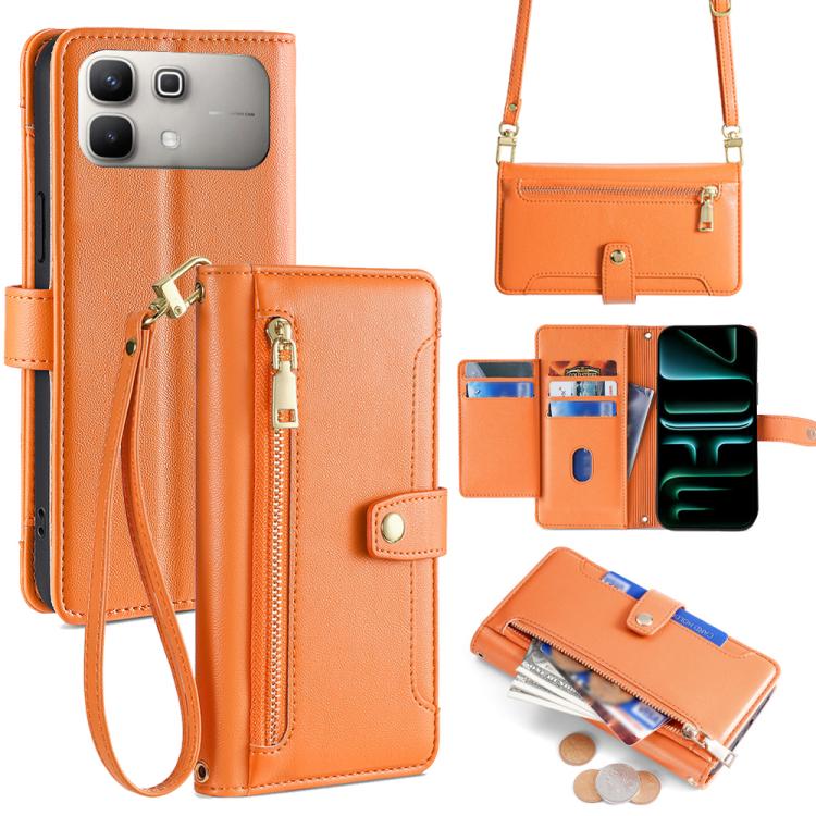 Sheep Texture Cross-body Zipper Wallet Leather Phone Case, For Infinix Note Edge 5G, For Infinix Smart 20 4G, For Infinix Note 60 5G, For Infinix Hot 60 5G, For Infinix Hot 60 Pro+ 4G, For Infinix Hot 60 Pro 4G, For Infinix Smart 10 4G                 ...