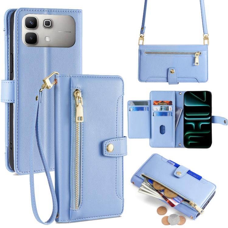 Sheep Texture Cross-body Zipper Wallet Leather Phone Case, For Infinix Note Edge 5G, For Infinix Smart 20 4G, For Infinix Note 60 5G, For Infinix Hot 60 5G, For Infinix Hot 60 Pro+ 4G, For Infinix Hot 60 Pro 4G, For Infinix Smart 10 4G                 ...