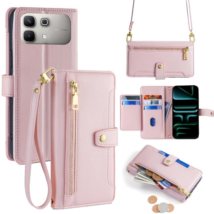Sheep Texture Cross-body Zipper Wallet Leather Phone Case, For Infinix Note Edge 5G, For Infinix Smart 20 4G, For Infinix Note 60 5G, For Infinix Hot 60 5G, For Infinix Hot 60 Pro+ 4G, For Infinix Hot 60 Pro 4G, For Infinix Smart 10 4G                 ...