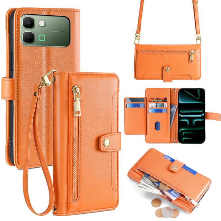 Sheep Texture Cross-body Zipper Wallet Leather Phone Case, For Infinix Note Edge 5G, For Infinix Smart 20 4G, For Infinix Note 60 5G, For Infinix Hot 60 5G, For Infinix Hot 60 Pro+ 4G, For Infinix Hot 60 Pro 4G, For Infinix Smart 10 4G                 ...
